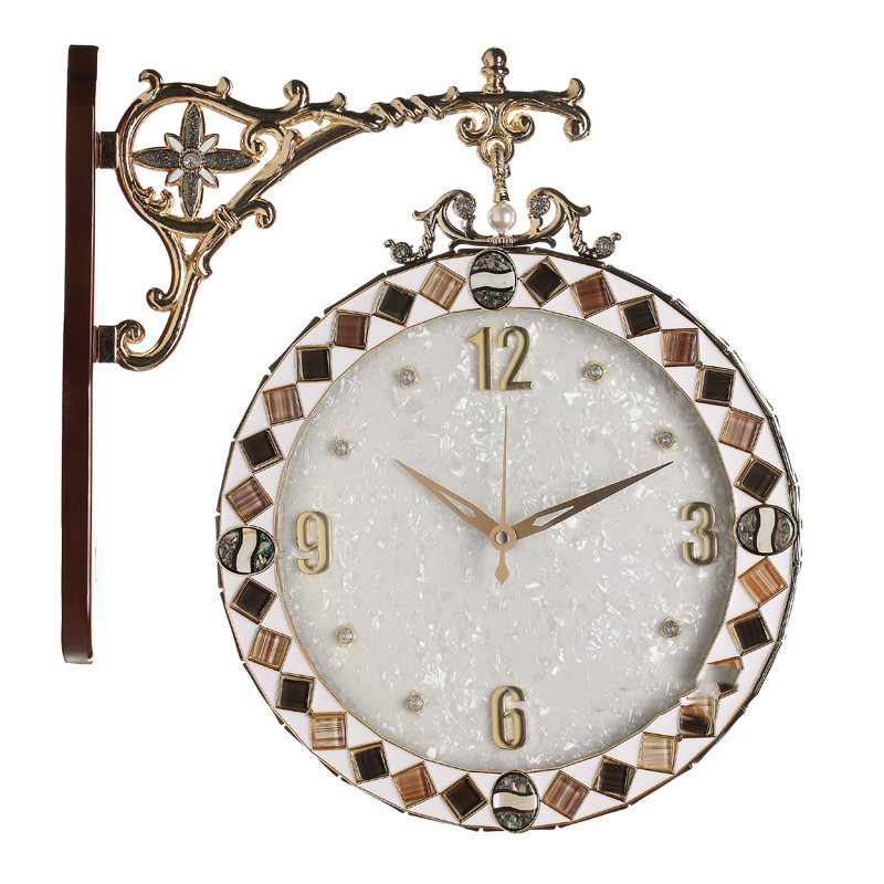 Creative Shell Carving Double-sided Wall Clock Silent