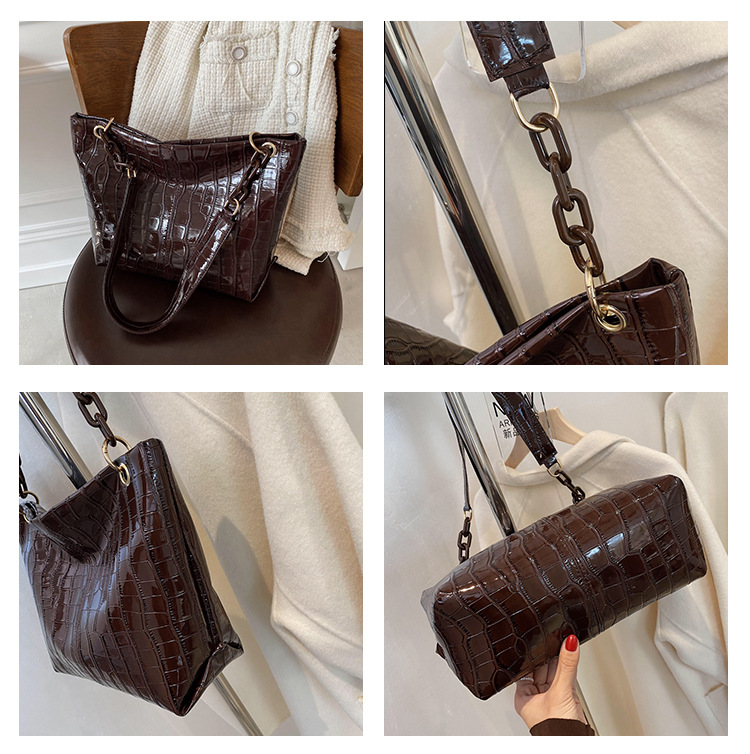 Lacquered Stone Pattern Retro Hong Kong Style Shoulder Bag