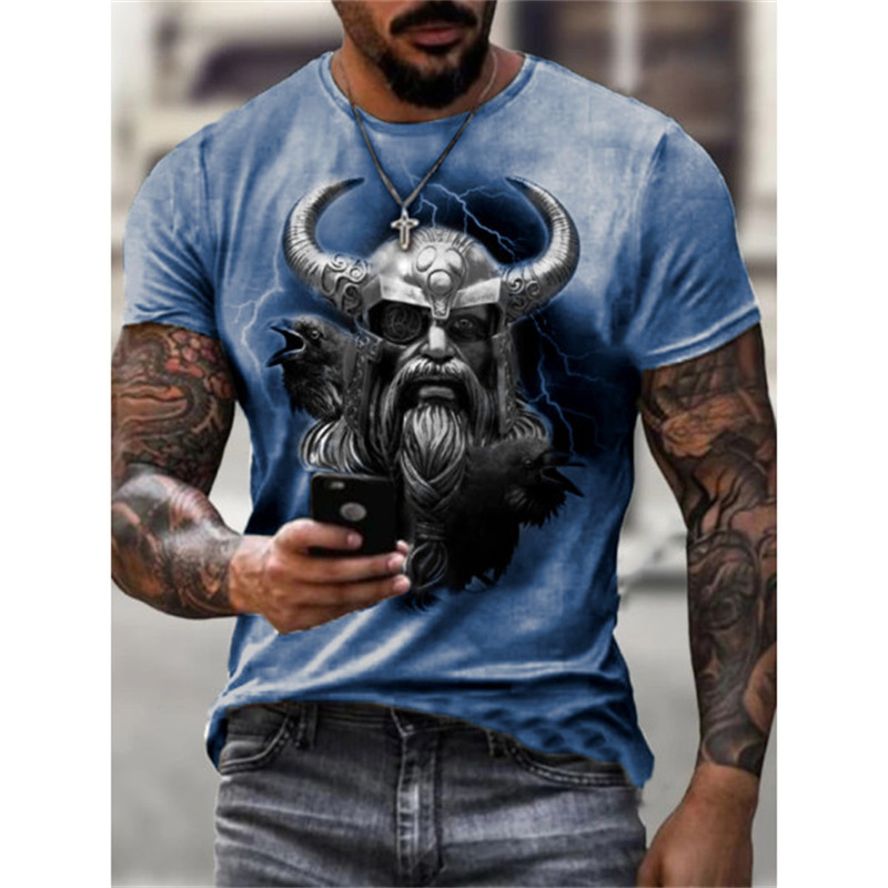 Title 5, Zomer T-shirt heren met 3D retro warrior print....