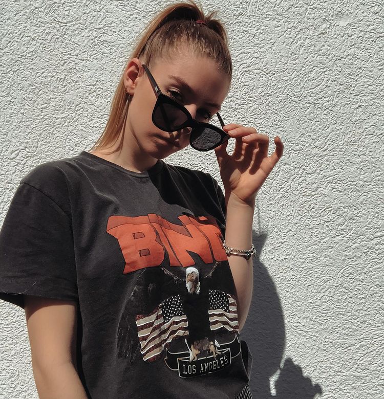 Cotton Flag Summer Top T-Shirt Eagle Print