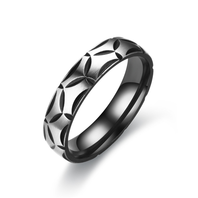 Fashion Trend New Matte Stainless Steel Diamond Ring