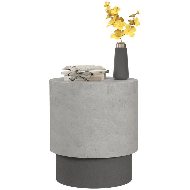 Lightweight Accent Table With Concrete Finish, Round Side Table With 4 Adjustable Feet For Indoor, Outdoor, Gray product image