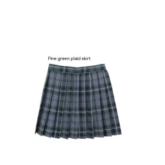 More Than Pleated Skirt Colours - Pine Green Plaid Skirt - View 1