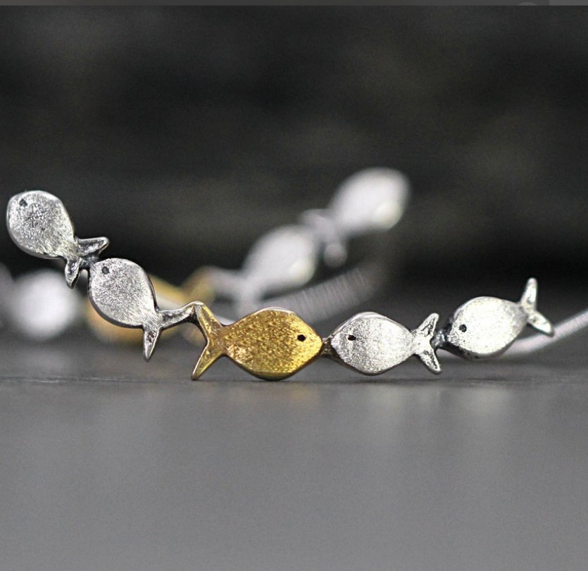 Vintage Swimming Fish Cute Little Fish Earrings