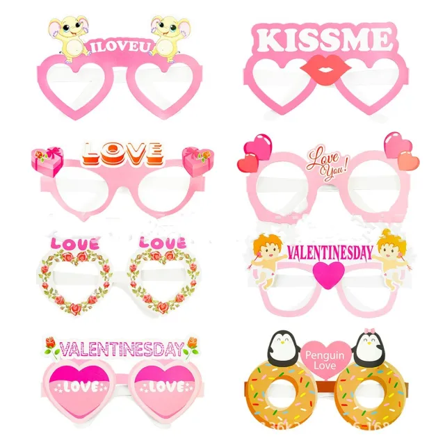 LOVE Paper Glasses Valentine's Day 3D Folding Photo Props 8Pcs - Shop at LoveMi