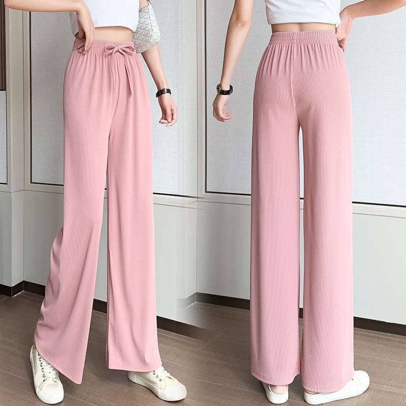 Title 2, Summer New Style Ice Silk Wide-Leg Pants Women