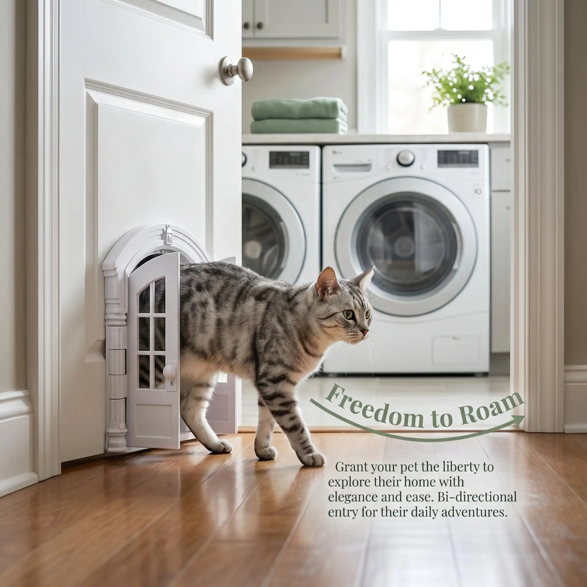 Cat Door Interior Door, Indoor Pet Door With Vintage Double Door Design  Easy Install Kitty Pass Through Door For Bedroom, Fits Cats Up To 20 Lbs