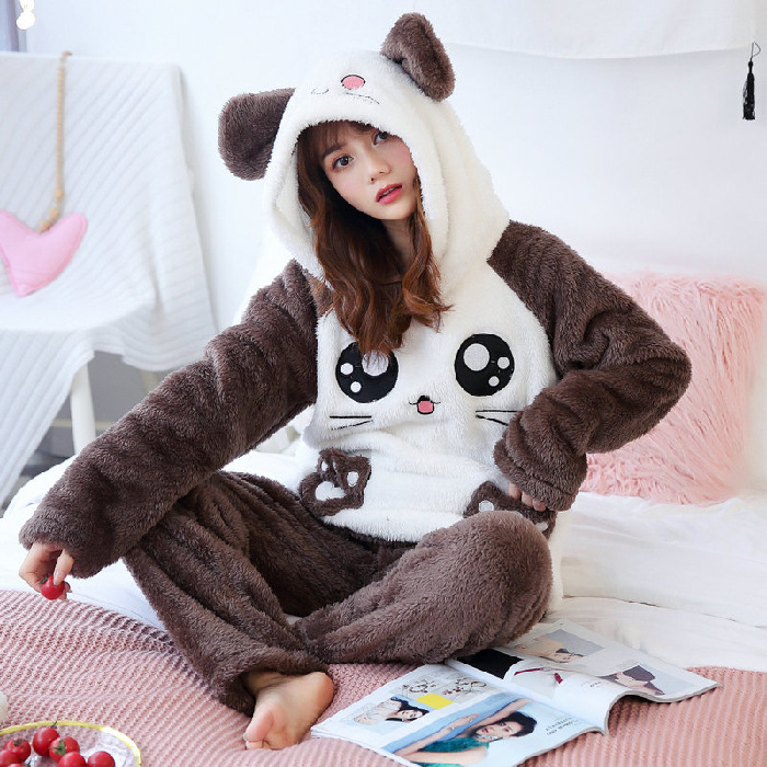 Title 6, Ladies cartoon plush warm pajamas