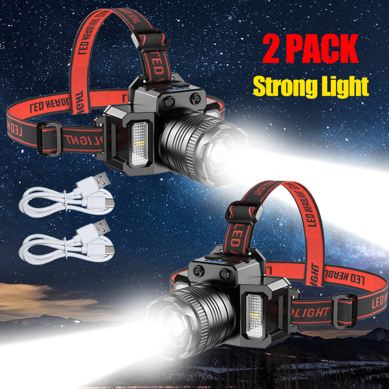 USB-C Rechargeable Zoom Headlamp, 2-Pack