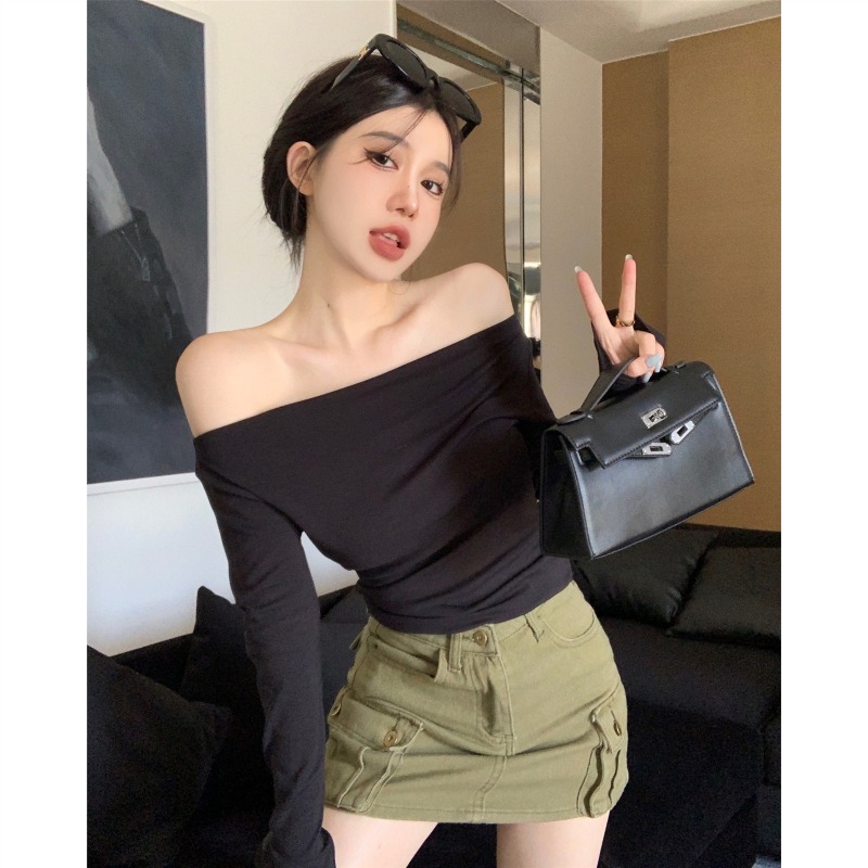 Women's One-line Neck Off-the-shoulder Bottoming Shirt
