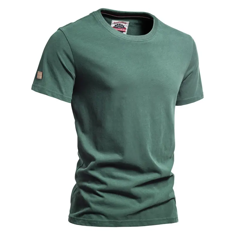 Men's Solid Color Cotton Brushed T-shirt Casual Top