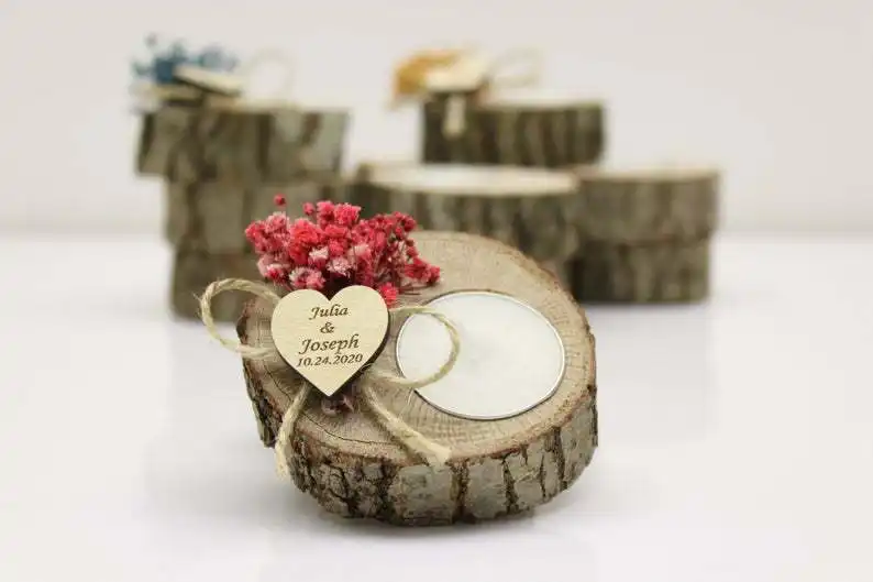 Mori Wedding Gift Supplies Candlestick Candle Dried Flower Engraving