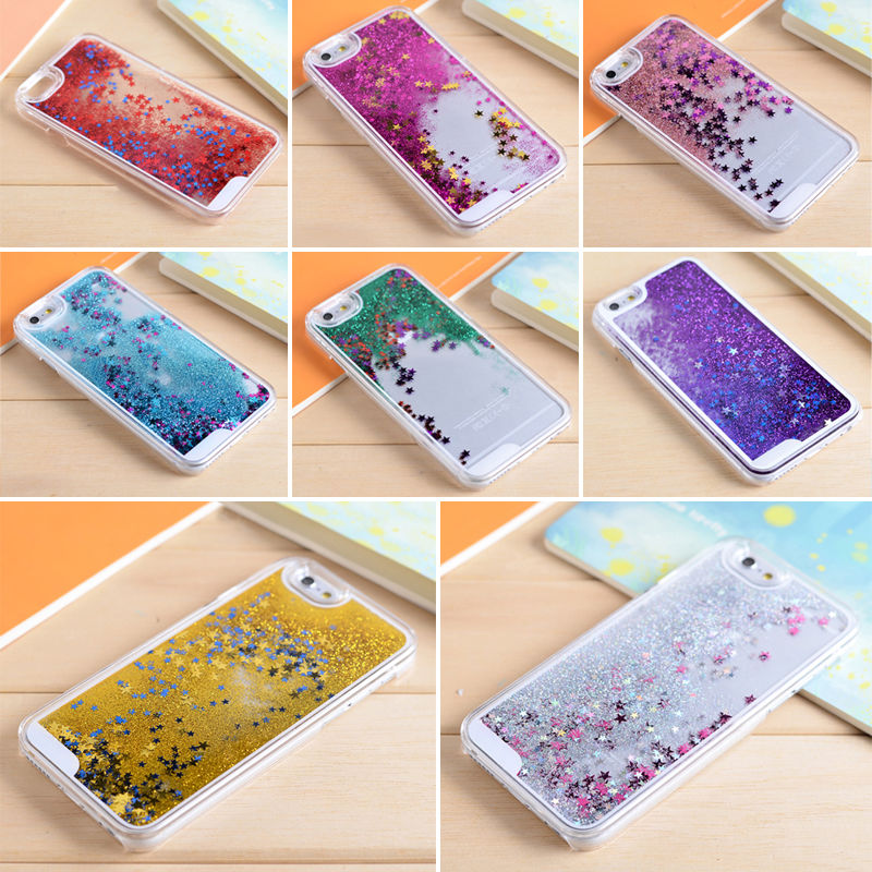 Funda con arena movediza brillo dinámico líquido para celular