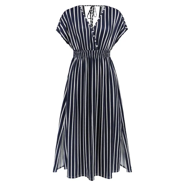 Fashionable Bat Sleeves V Neck Strap Dress Lq585Tiaowen 2Xl - Shop at LoveMi