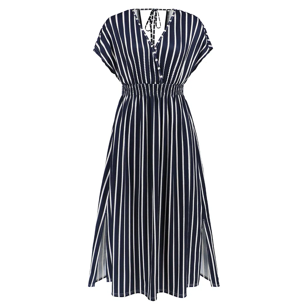Fashionable Bat Sleeves V-Neck Strap Dress - Lq585Tiaowen-2Xl