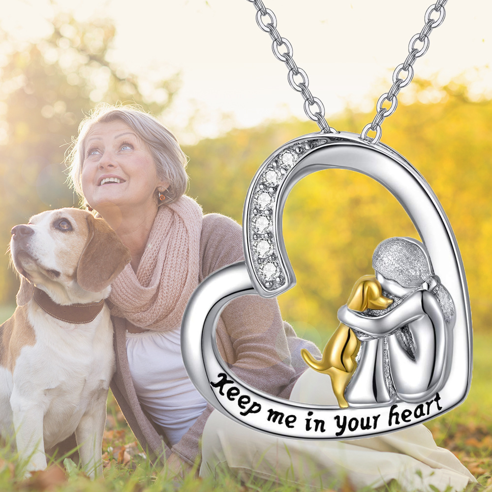 Silver Love Keeps Me In Your Heart Dog Little Girl Necklace