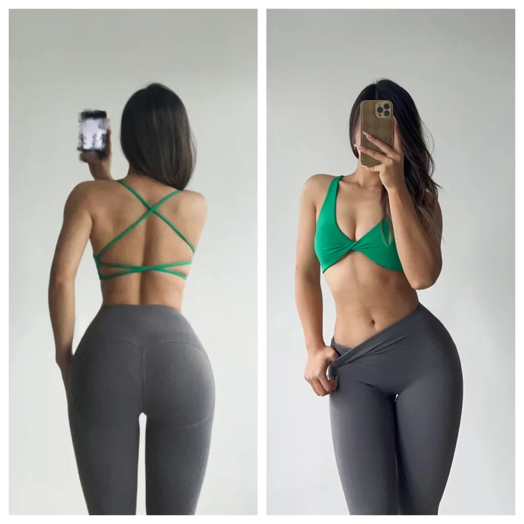 Yoga Breathable Vest Bra For External Wear - Christmas Green