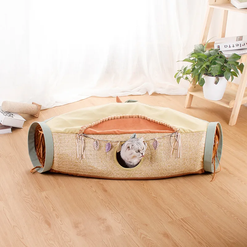 Cat Net Red Cat Litter Roll Totoro Toys Drilling Hole Cat Supplies - Avocado