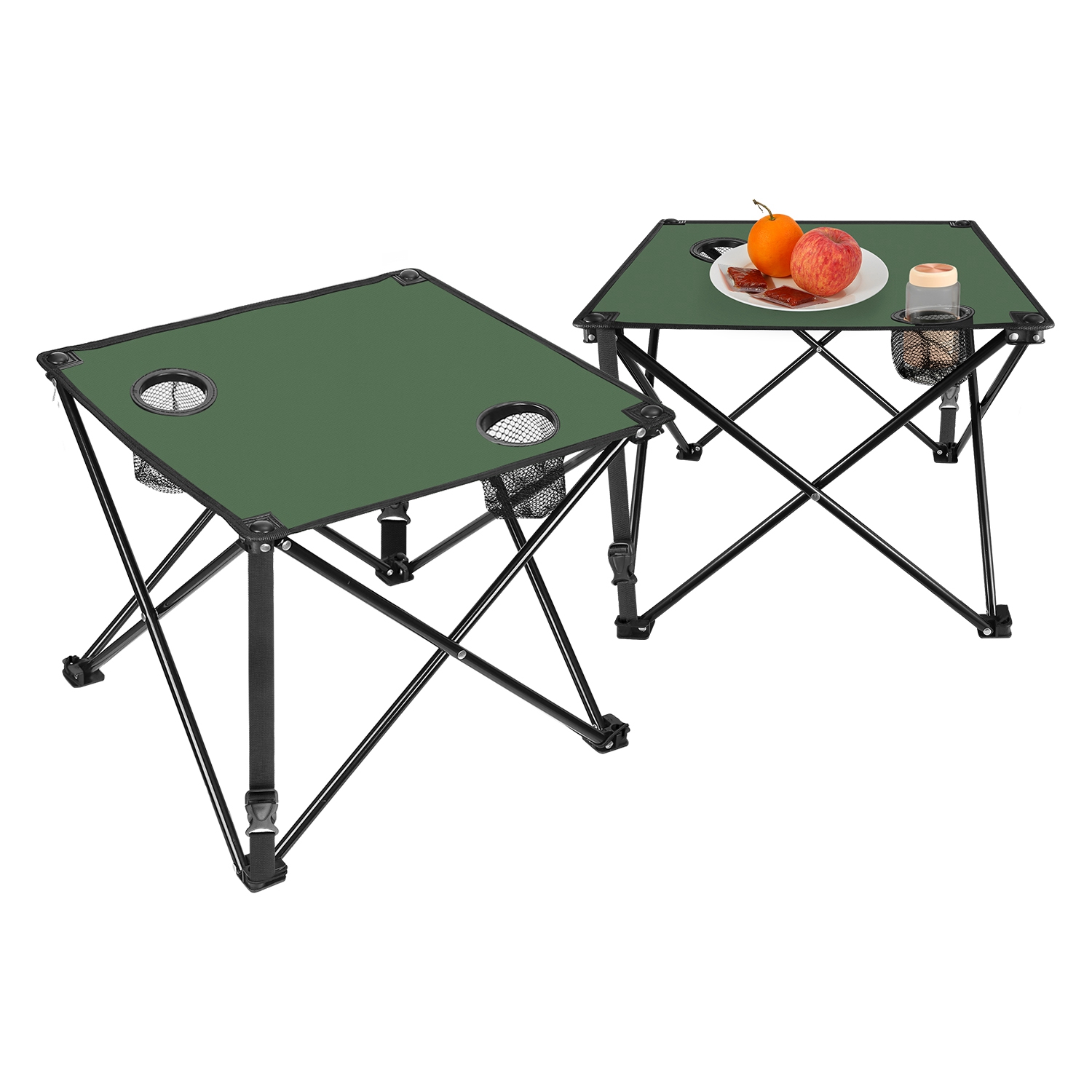 1Pc 2Pc Options Foldable Camping Table Portable Picnic Table Lightweight Travel Desk With 2 Cup Holders Carrying Bag Color Options Black Orange Green Red Blue Navy Blue image 23