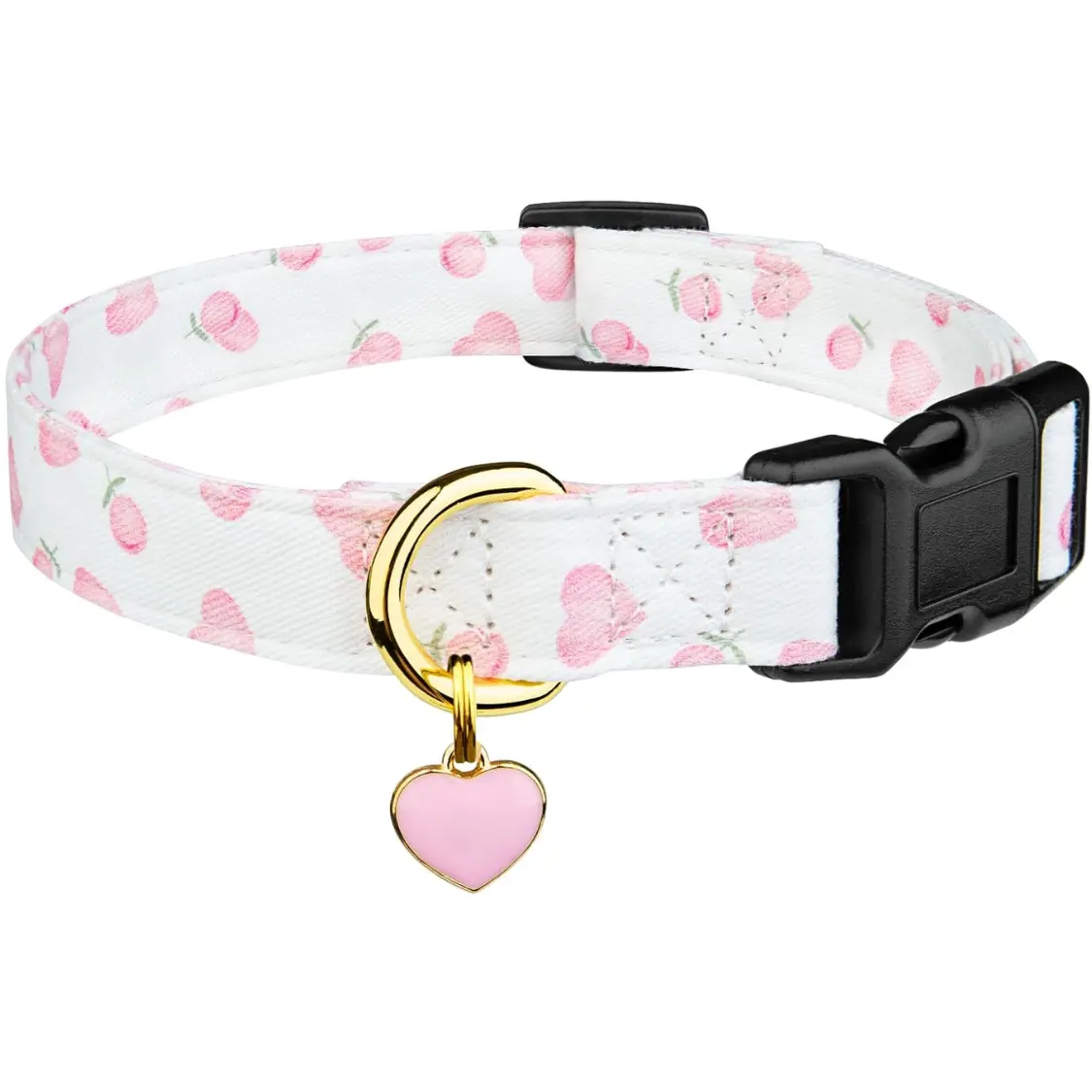 Dog Collar White And Pink Love Heart