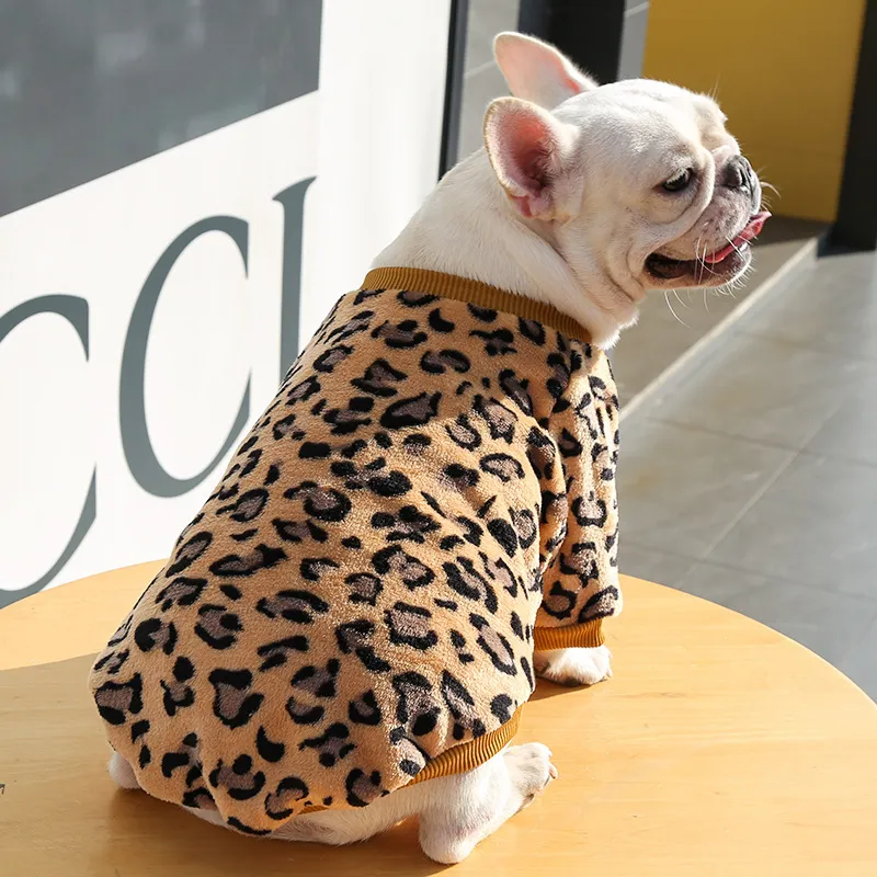 Pet Clothespuppy Autumn And Winter Warm Pajamas Jacket - Brown Leopard