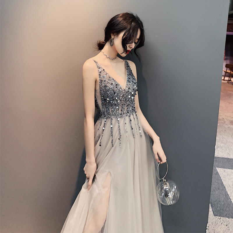 Sequin V-Neck Evening Dress, picture 4 of 5