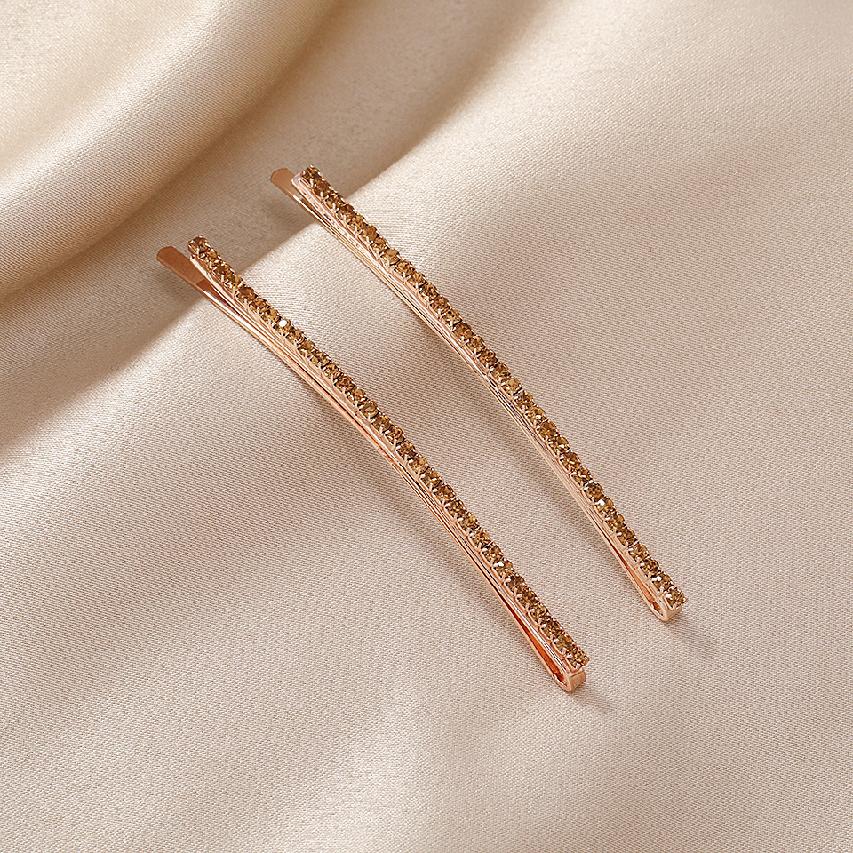 Rhinestone Clip With Simple Korean Bangs Champagne - Shop at LoveMi