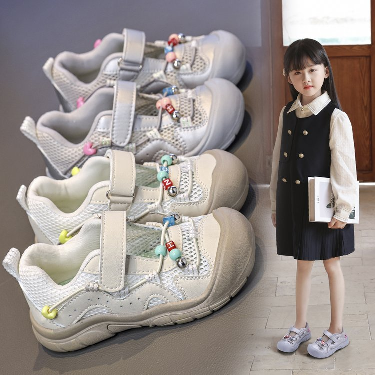 2026 Summer New Girls Closed-Toe Sandals, Kids Mesh Hook-and-Loop Sneakers, Hollow Out Princess Mesh Shoes For Little Girls