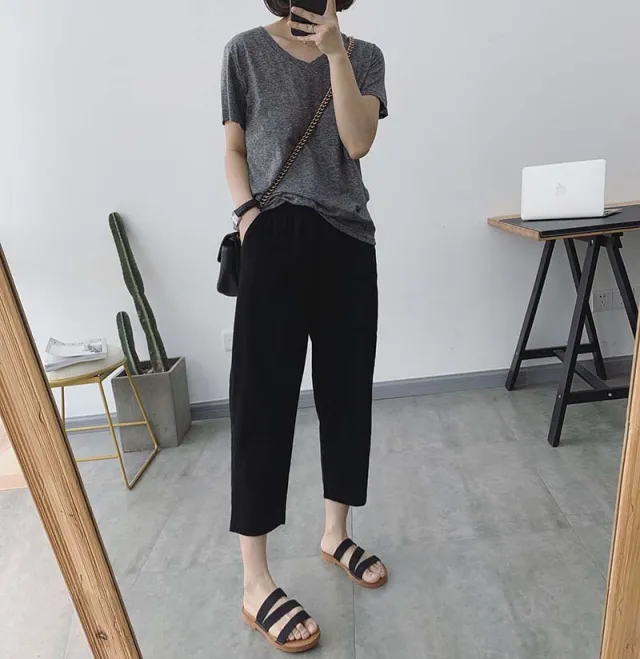 Loose Cotton And Linen Pants Summer Thin Harem Pants Black - Shop at LoveMi