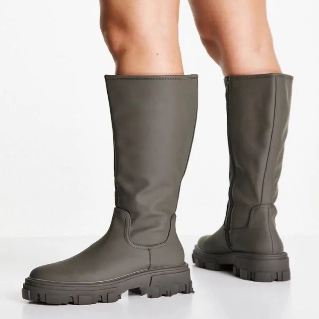 Plus Size Long Women's New Round Head Is Thin But Not Knee Martin Boots Green - Shop at LoveMi