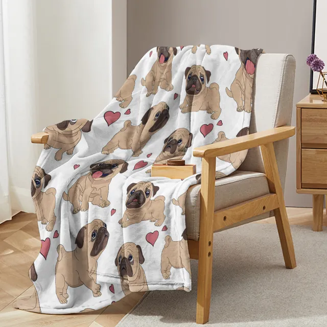 Cute Cartoon Lapdog Heart Pattern Cute Pet Style Soft And Skin Friendly Blanket Cover Blanket Casual Blanket White - Shop at LoveMi