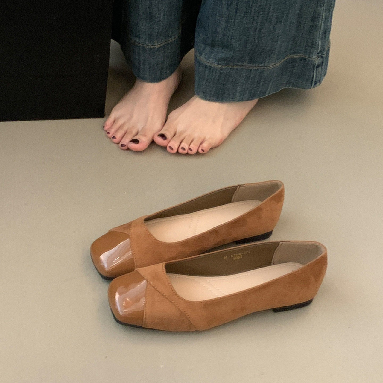 Women's French Stylish Square Toe Low Cut Flats, Chunky Heel & Flat Mary Janes To Match Dresses