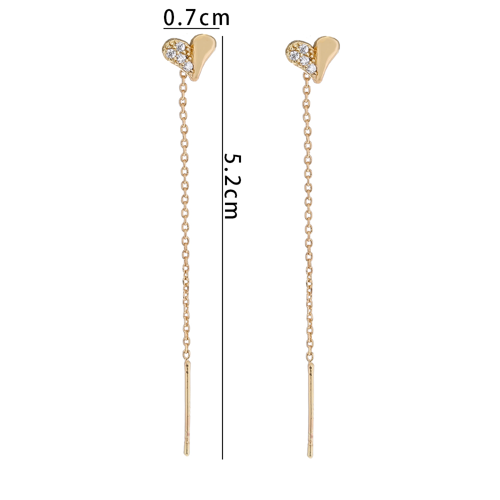 Love Micro-inlaid Zircon Earrings Super Fairy Temperament Design Flu Tassel Earrings Earrings Accessories