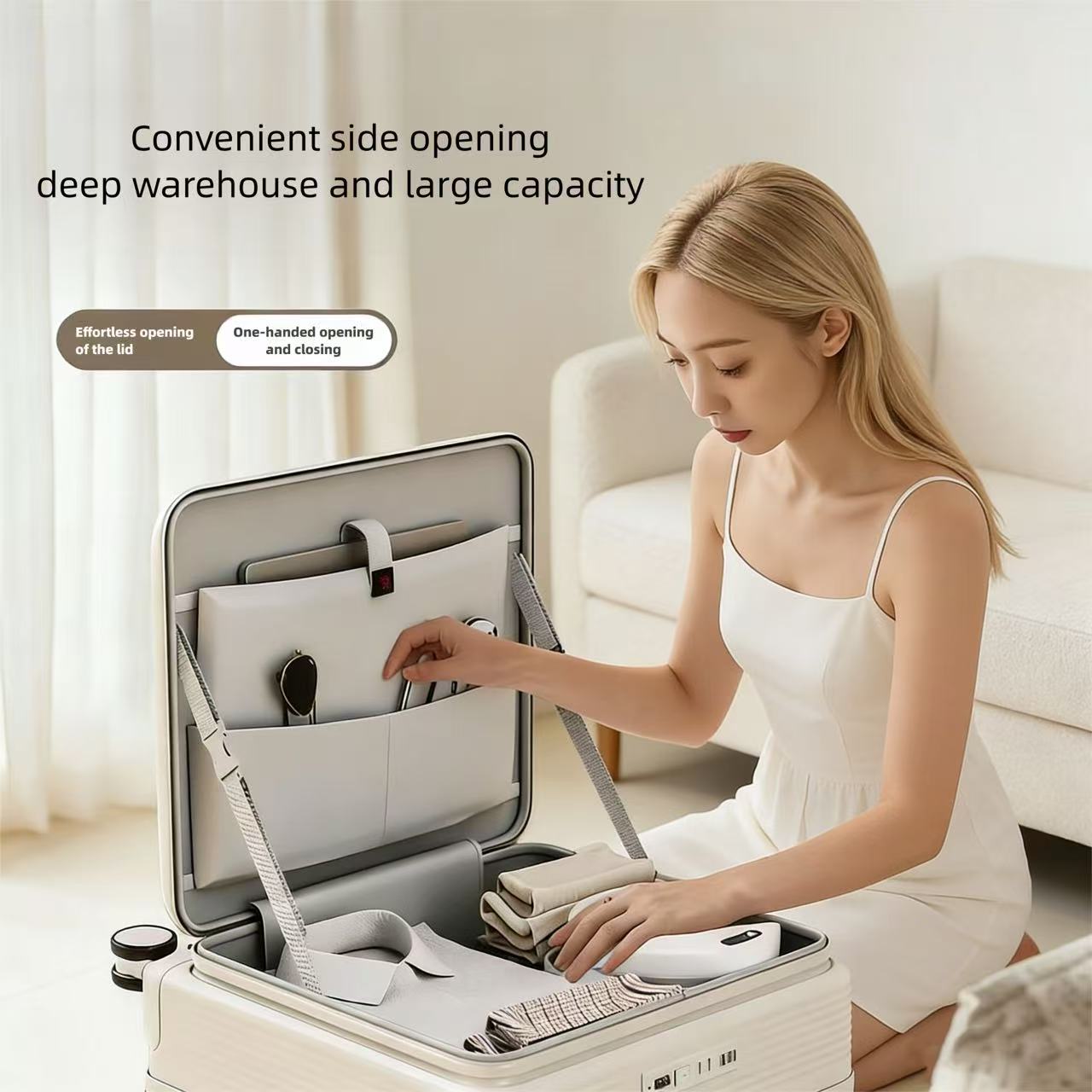 Only Supports Self Pickup Brand New 20 Inch Side Opening Small Luggage Compartment With Cup Holder, USB Port, Multifunctional Luggage, Boarding Password Box, Sturdy And Durable, Lightweight Travel B — foto 2