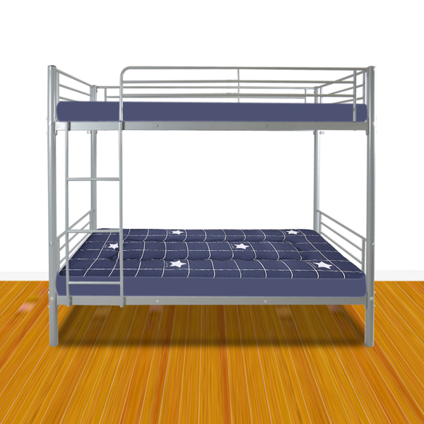 Iron Bed Bunk Bed with Ladder for Kids Twin Size Gray β photo 3