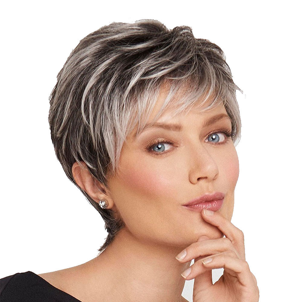Short Fluffy Hair With Oblique Bangs Chemical Fiber Set W294 - Shop at LoveMi