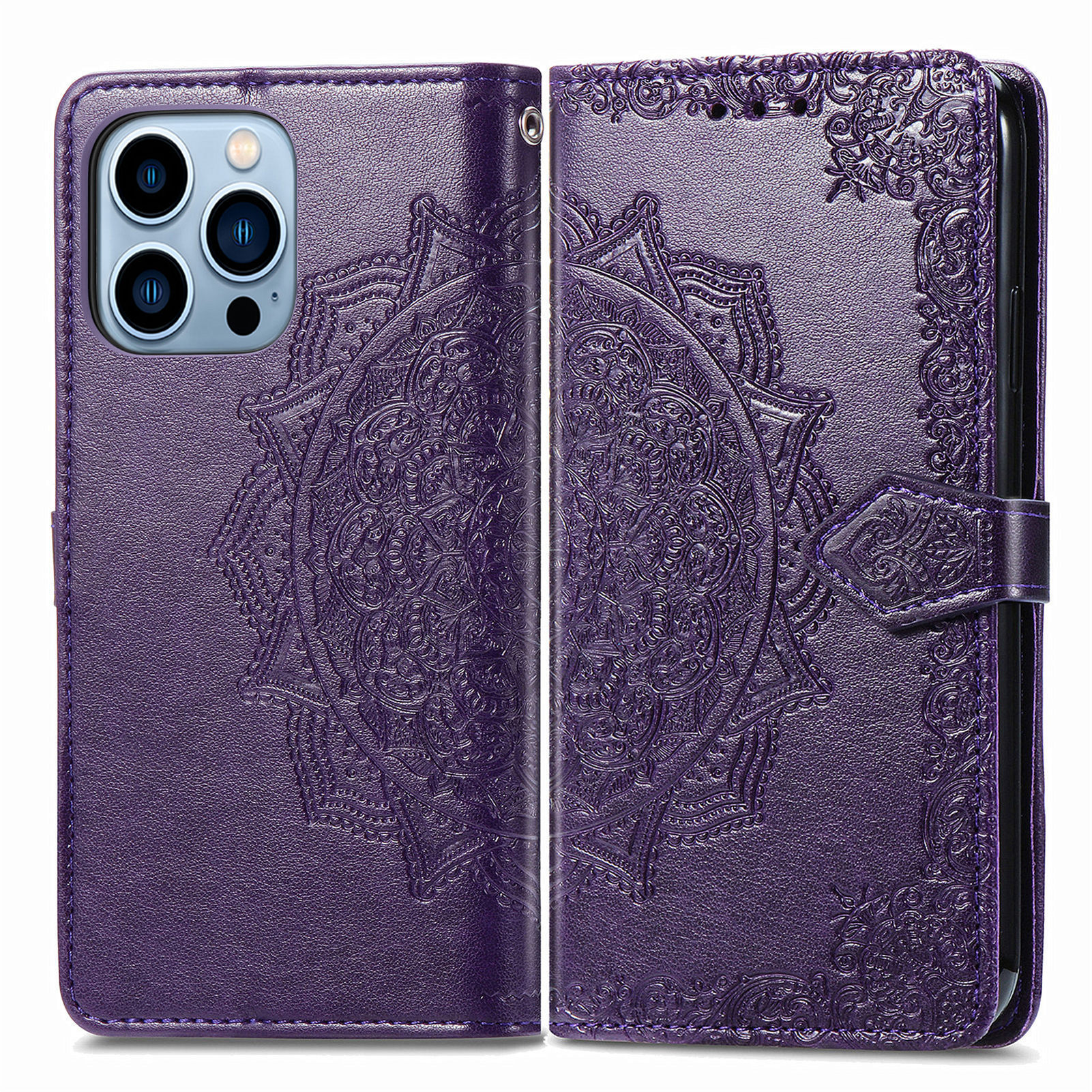 A11 M11 Leather Magnetic Flip Phone Case with Embossed Pattern – Black