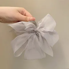 Mesh Bow New Headwear Temperament Large Hair Clip - Grey - View 1