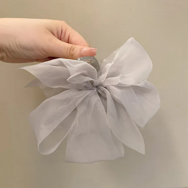 Mesh Bow New Headwear Temperament Large Hair Clip Grey - Shop at LoveMi