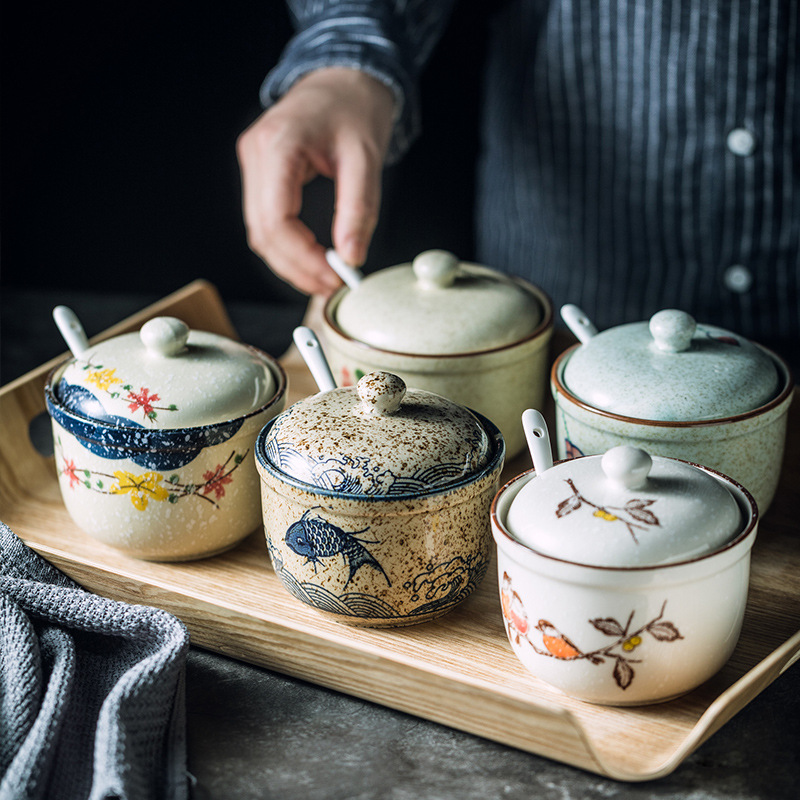 Title 2, Kitchen Retro Porcelain Hand Painted Seasoning Jar