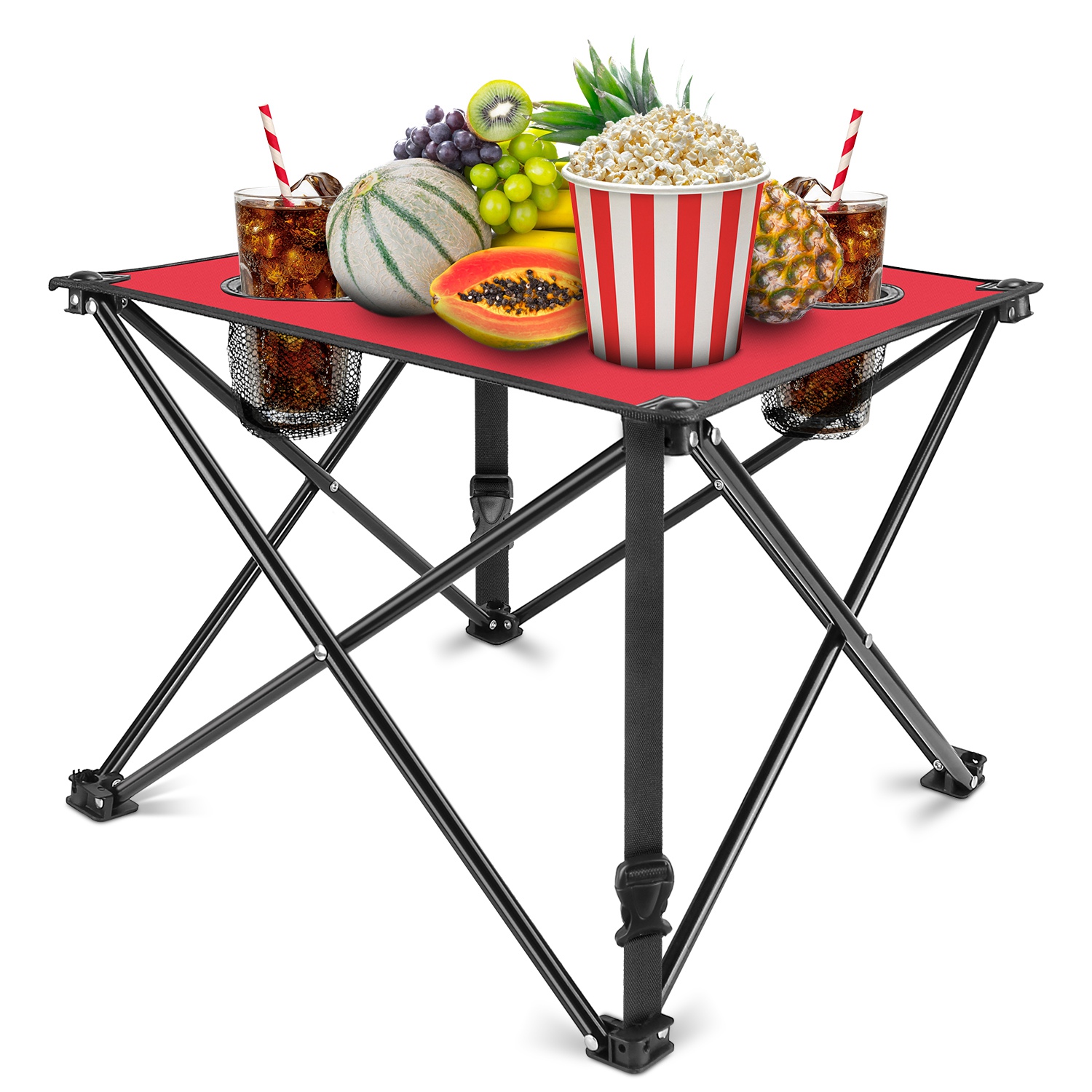 1Pc 2Pc Options Foldable Camping Table Portable Picnic Table Lightweight Travel Desk With 2 Cup Holders Carrying Bag Color Options Black Orange Green Red Blue Navy Blue image 49