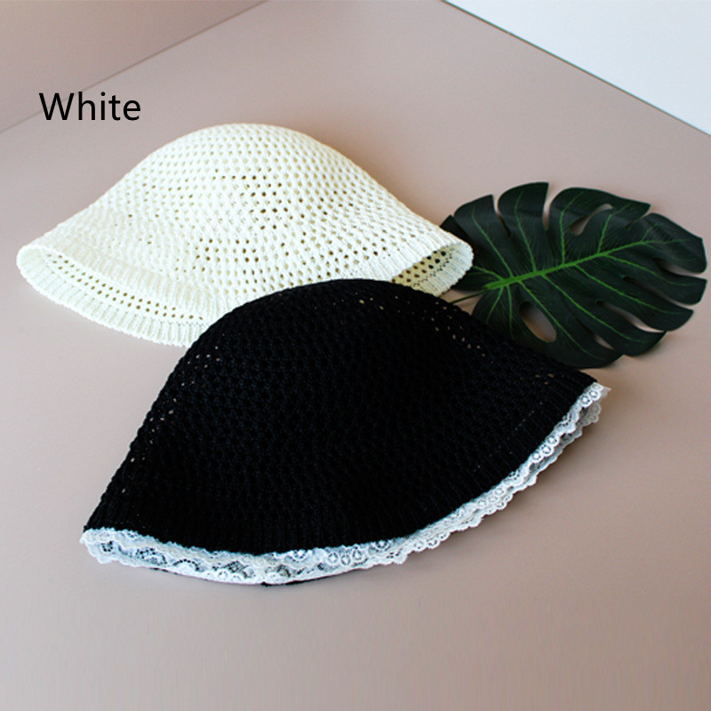 Women's Fashion Simple And Versatile Lace Hollow Fishing Hat White - Shop at LoveMi
