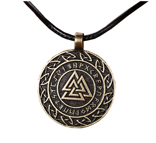 Valknut Symbol Pendant with Chain.