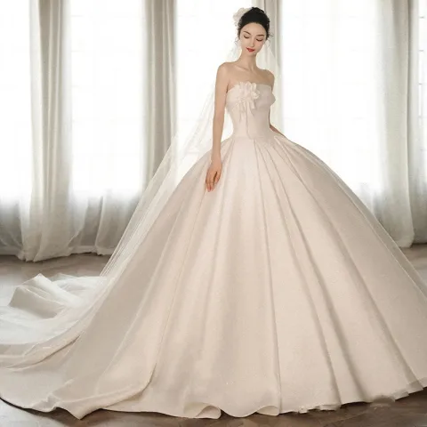 A Strapless Dress with a Big Train