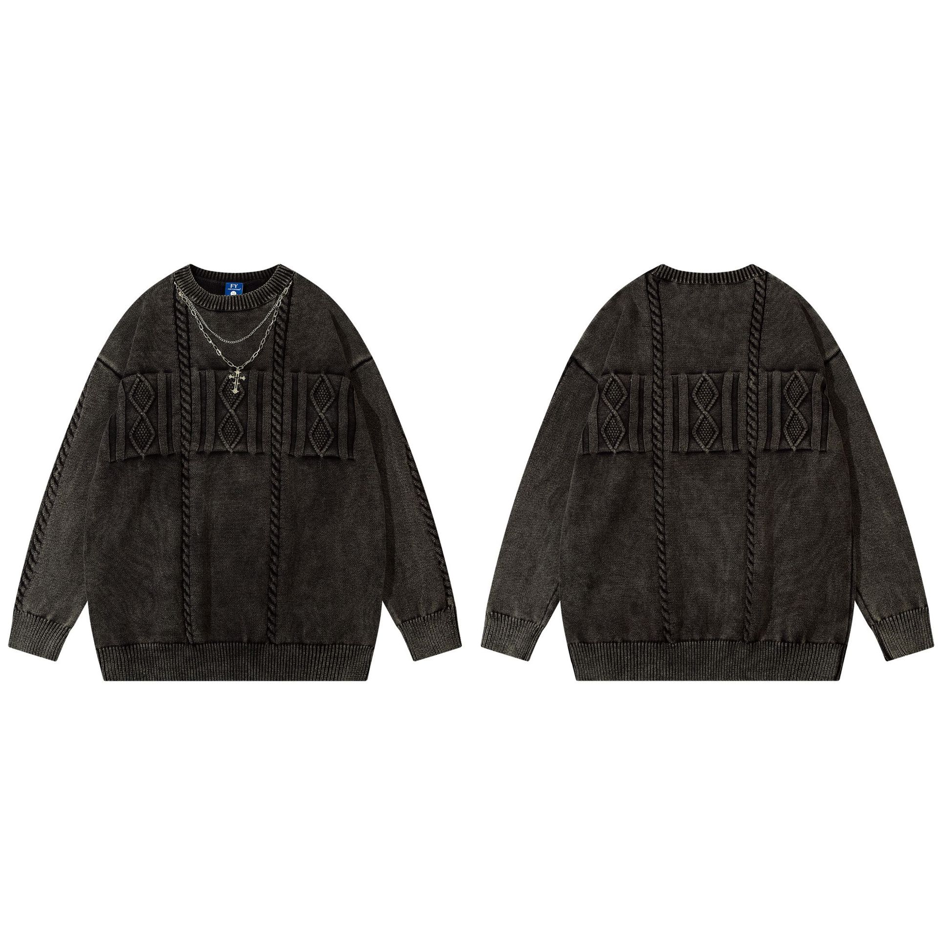 Title 7, Twist Washed Distressed Sweater Loose