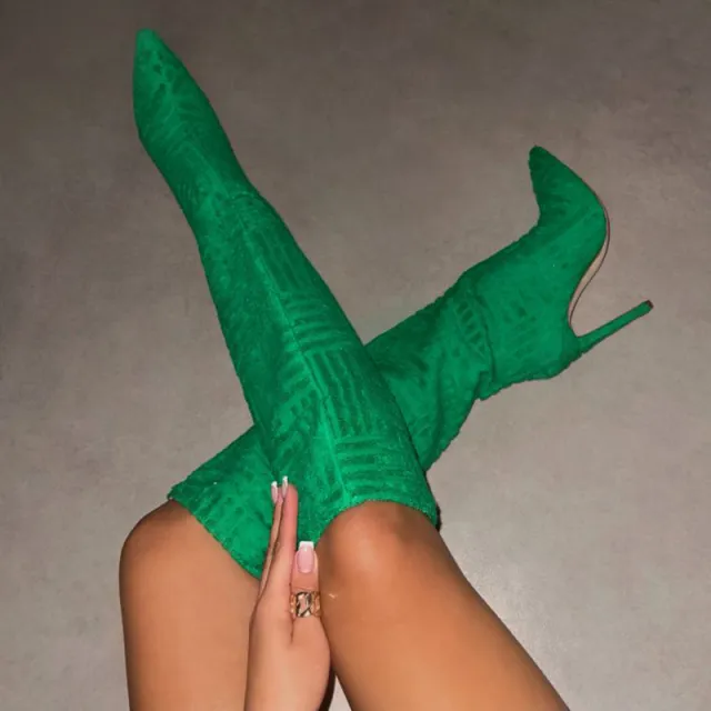 Heels Green Rose Red High Tube Boots Red - Shop at LoveMi