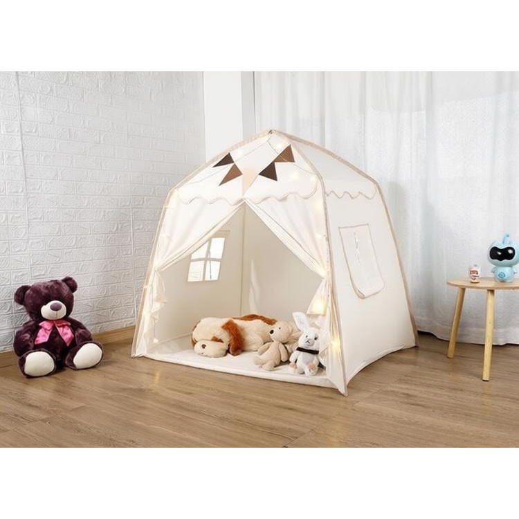 Large Kids Play Tent W Flags Star Lights Portable Teepee In Outdoor Dome Tent