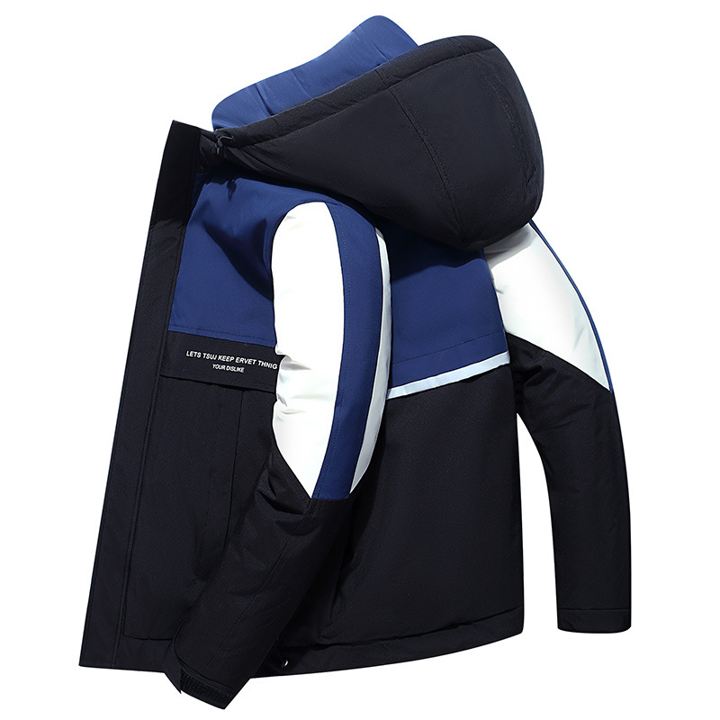 Men's Workwear Short Hooded White Duck Down Jacket