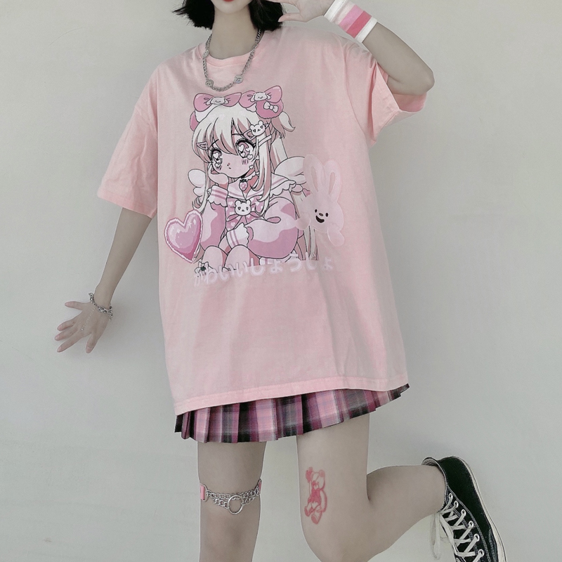 Title 5, Girly Print Short-sleeved Loose-fitting Soft Girl