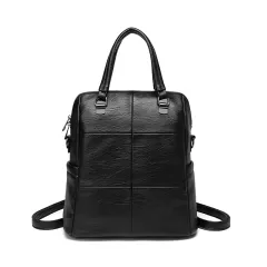 Men's And Women's Large Capacity Fashion Solid Colour Schoolbag - Black - View 1